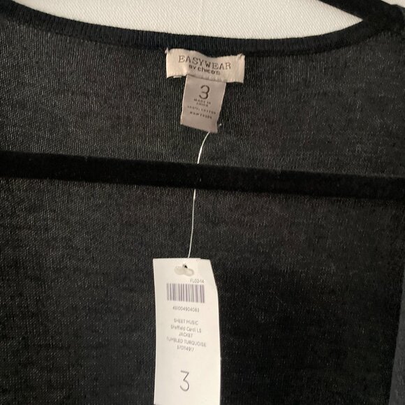 NWT Chico's Womens Black Open Sheet Music Sheffield Cardigan Jacket Size 3 US XL - Picture 3 of 7
